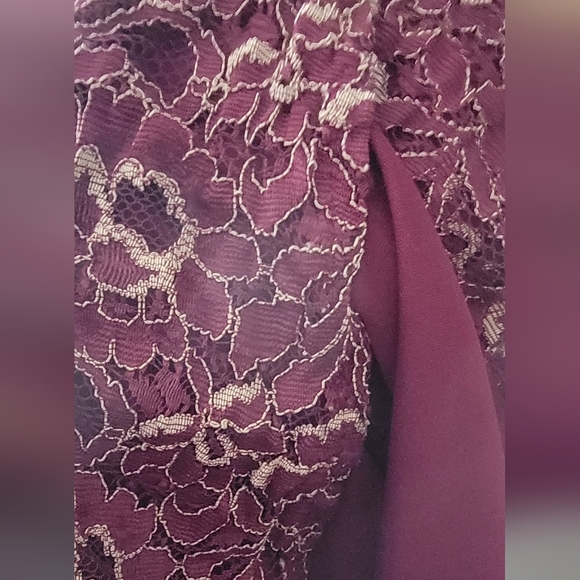 XL London Style Deep Red Burgandy And Tan Lace Mini Dress - Picture 5 of 5